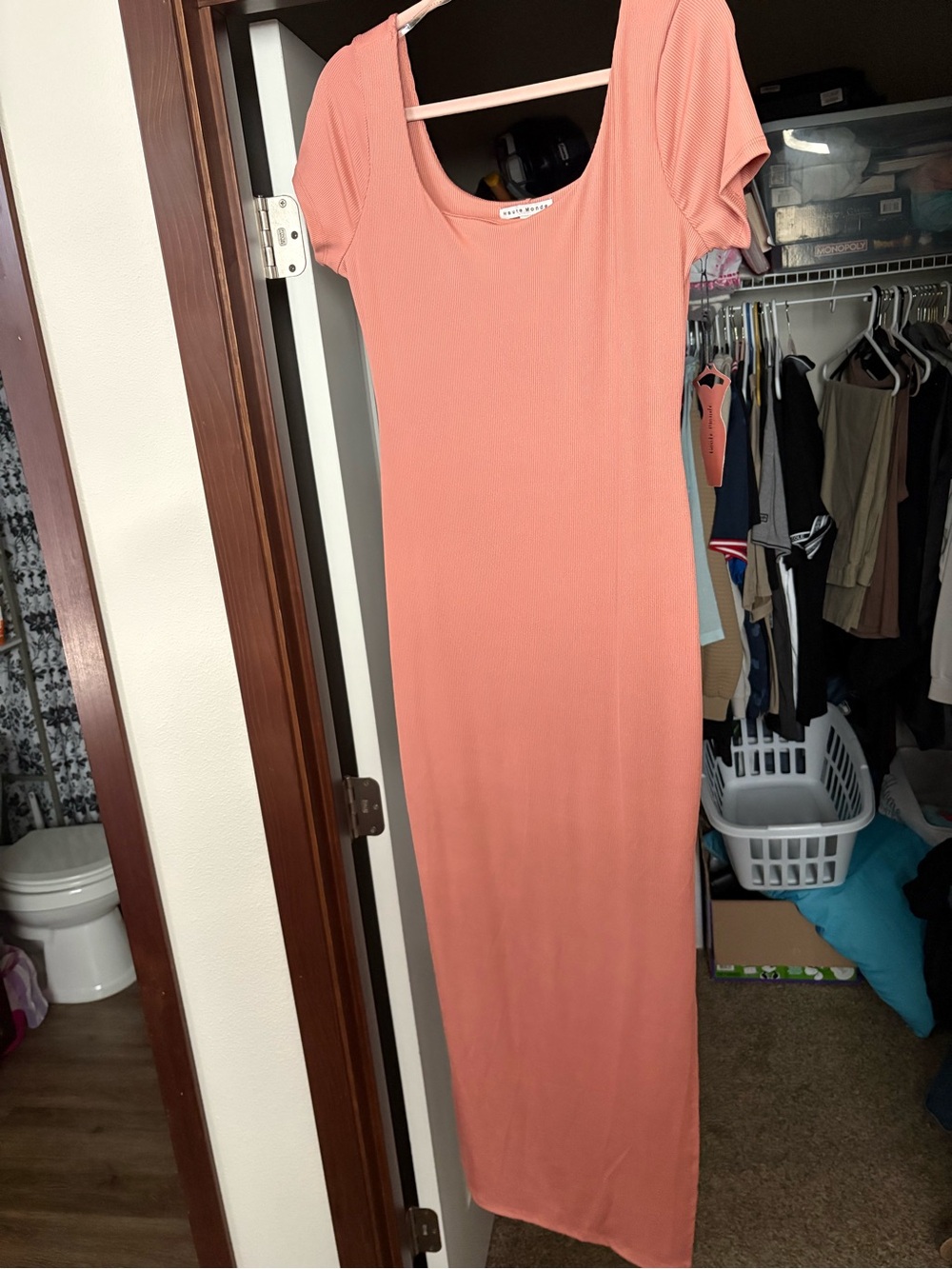 Haute Monde Coral Scoop Neck Maxi Dress